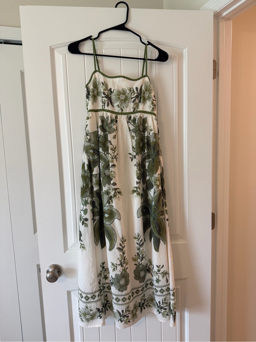 Woman's  White and Green Floral Sundress